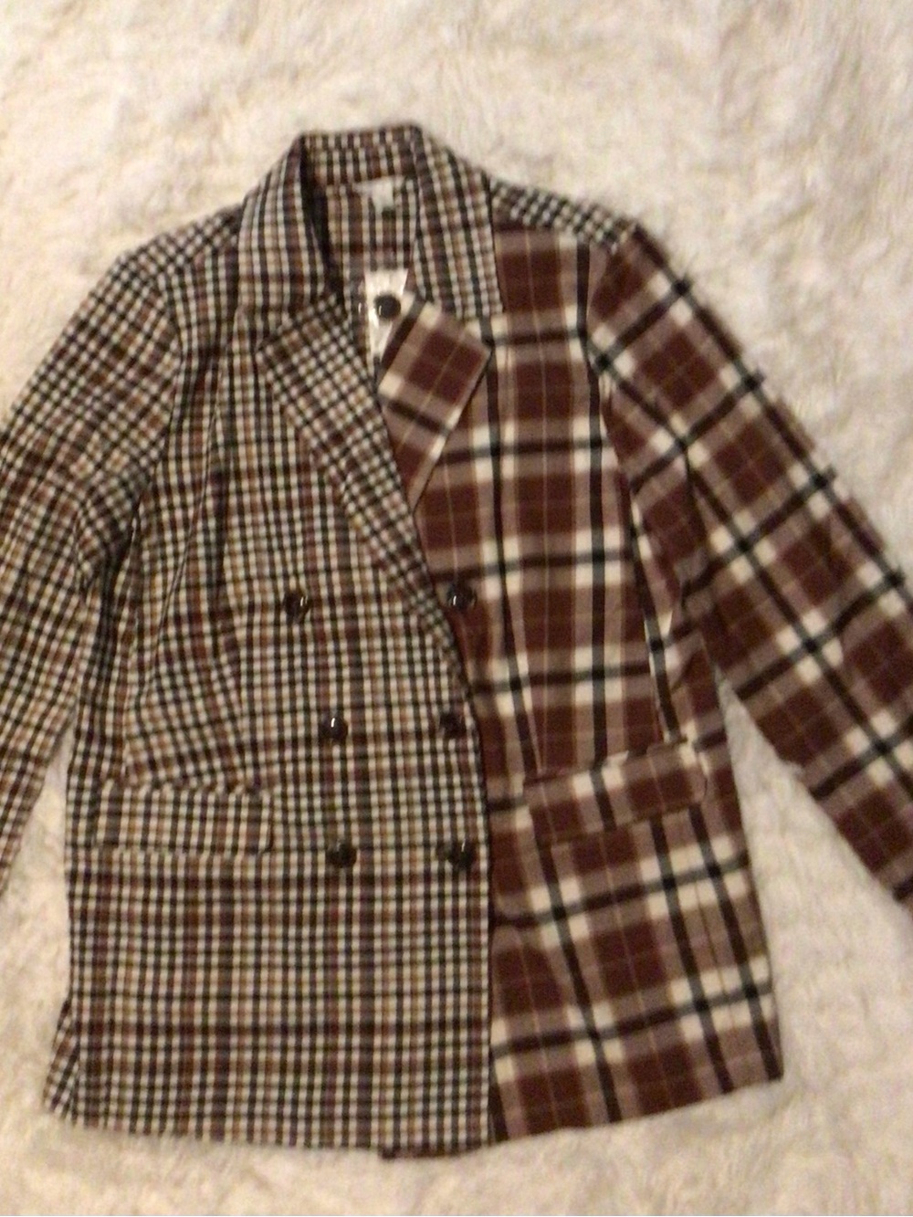 Cato Brown Plaid Double-Breasted Pea Coat